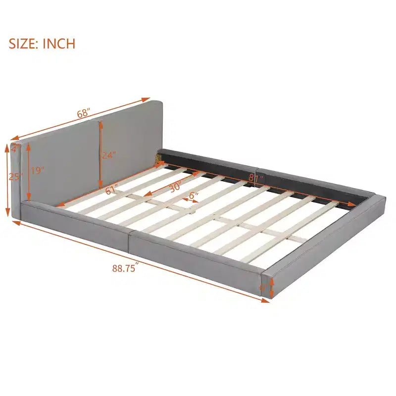 GDFStudio Merrill Upholstered Platform Bed with Velvet Fabric and Solid Wood Frame