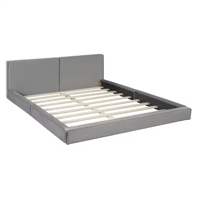 GDFStudio Merrill Upholstered Platform Bed with Velvet Fabric and Solid Wood Frame