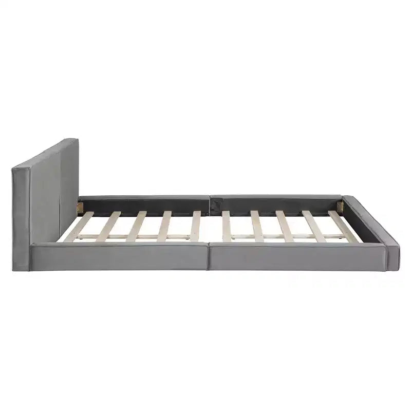 GDFStudio Merrill Upholstered Platform Bed with Velvet Fabric and Solid Wood Frame