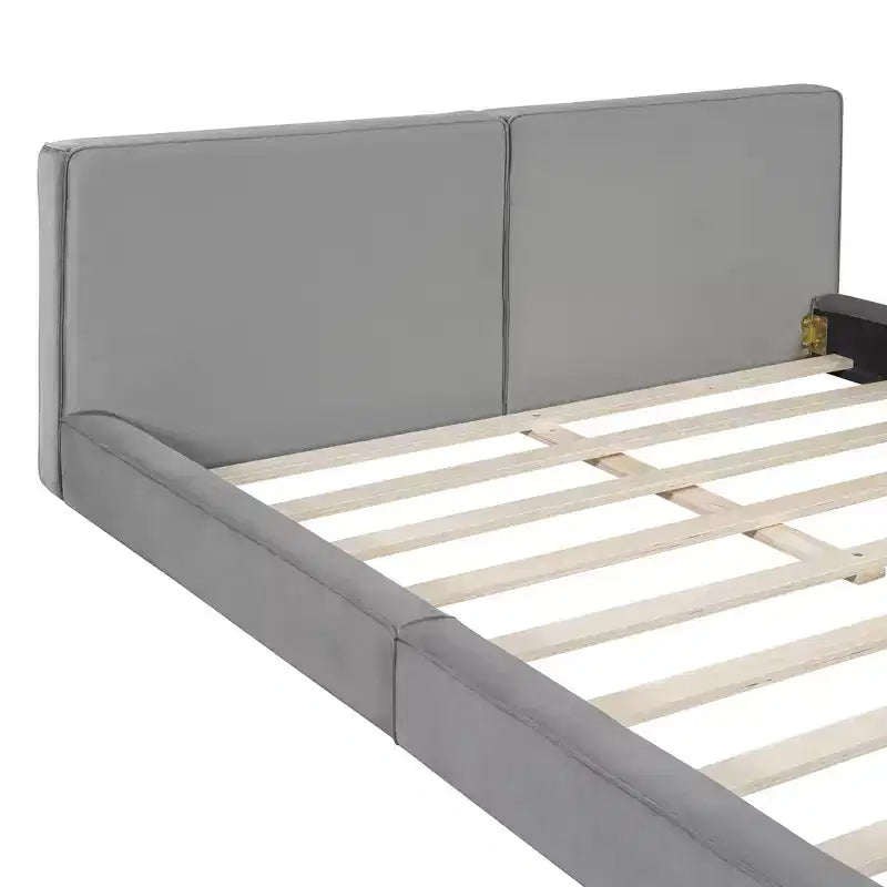 GDFStudio Merrill Upholstered Platform Bed with Velvet Fabric and Solid Wood Frame