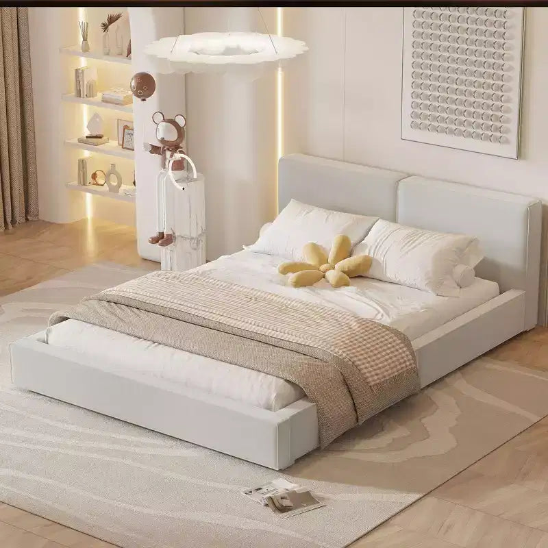 GDFStudio Merrill Upholstered Platform Bed with Velvet Fabric and Solid Wood Frame