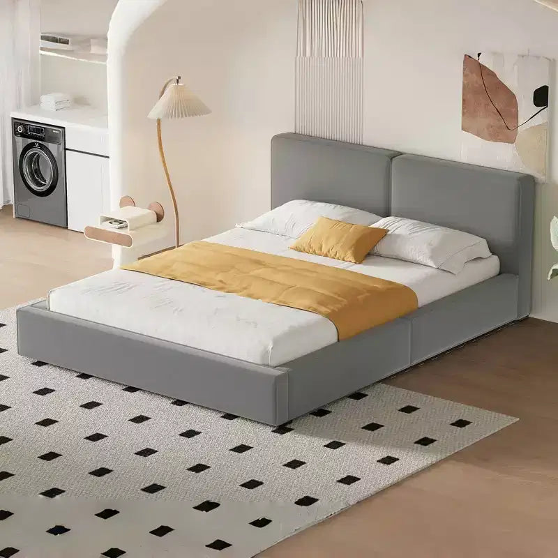 GDFStudio Merrill Upholstered Platform Bed with Velvet Fabric and Solid Wood Frame