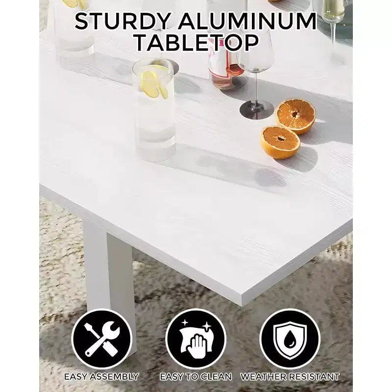 Extendable Dining Table Set for 4-6 Persons - 31.5-63 Inch 3-Second Quick Expand Patio Table, Sturdy Aluminum Tabletop Black Outdoor Furniture