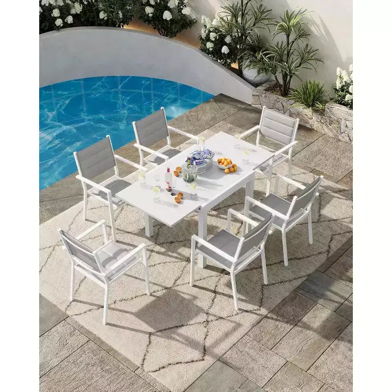 Extendable Dining Table Set for 4-6 Persons - 31.5-63 Inch 3-Second Quick Expand Patio Table, Sturdy Aluminum Tabletop Black Outdoor Furniture