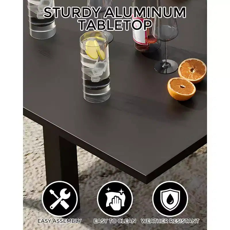 Extendable Dining Table Set for 4-6 Persons - 31.5-63 Inch 3-Second Quick Expand Patio Table, Sturdy Aluminum Tabletop Black Outdoor Furniture