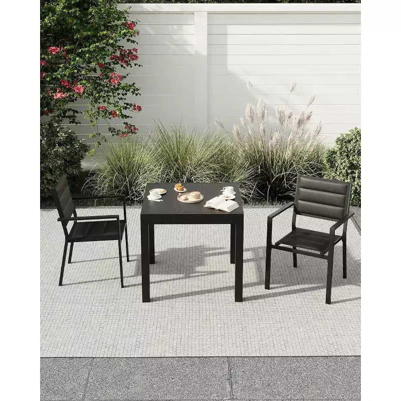 Extendable Dining Table Set for 4-6 Persons - 31.5-63 Inch 3-Second Quick Expand Patio Table, Sturdy Aluminum Tabletop Black Outdoor Furniture