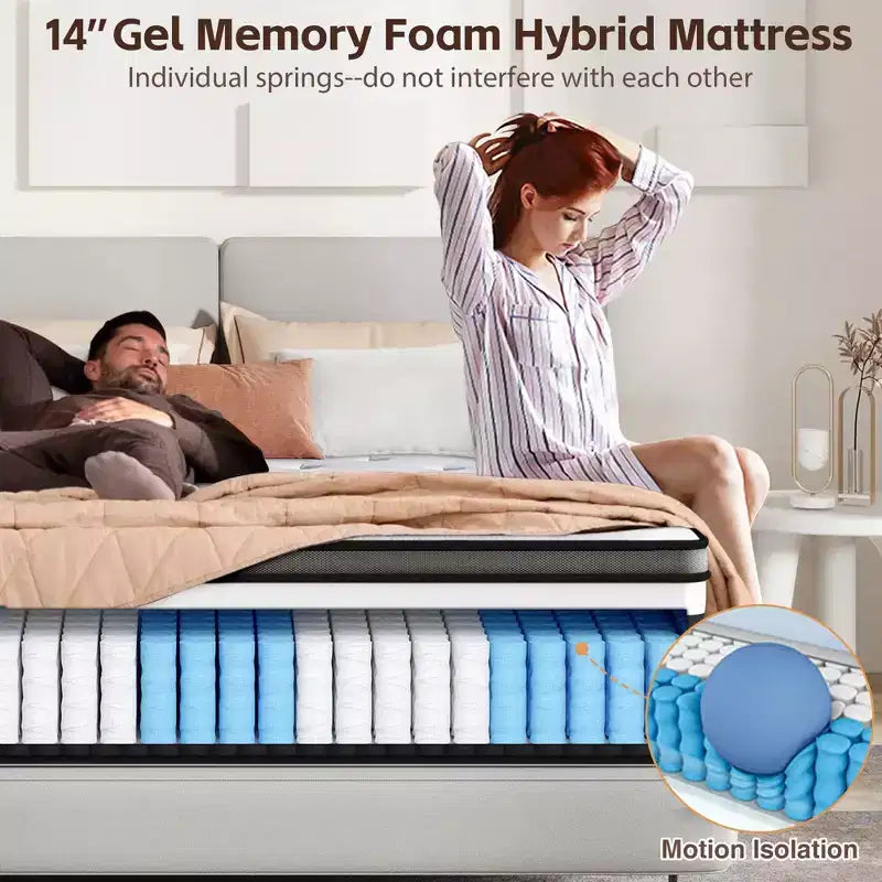 King Mattress, 14in Memory Foam Mattress, Bed in a Box, Medium Firm, Zoned Pressure Relief, Certified Safe Foams, Breathable & Cooling Mattress