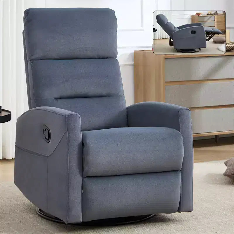 Manual Recliner Chair with Rocker and Swivel in Fabric, Upholstered Accent Chair for Living Room