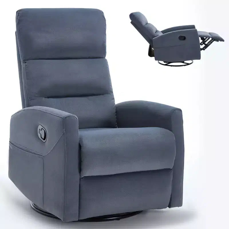 Manual Recliner Chair with Rocker and Swivel in Fabric, Upholstered Accent Chair for Living Room