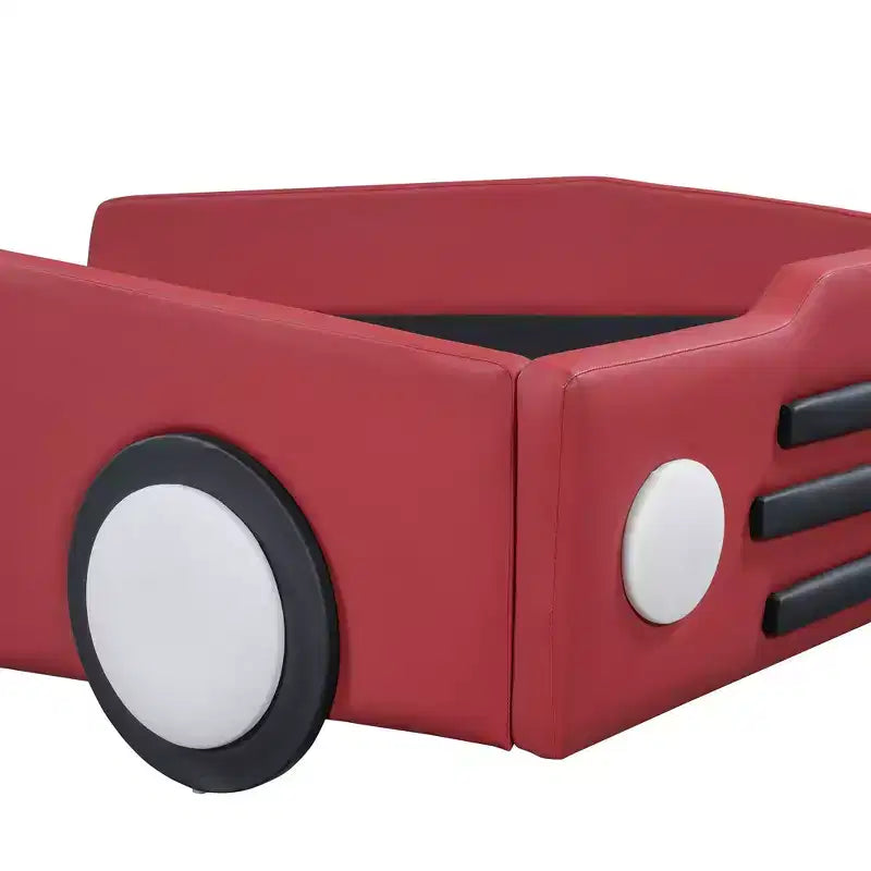 Luxystar Twin Size Race Car-Shaped Platform Bed with Guardrail for Kids' Room