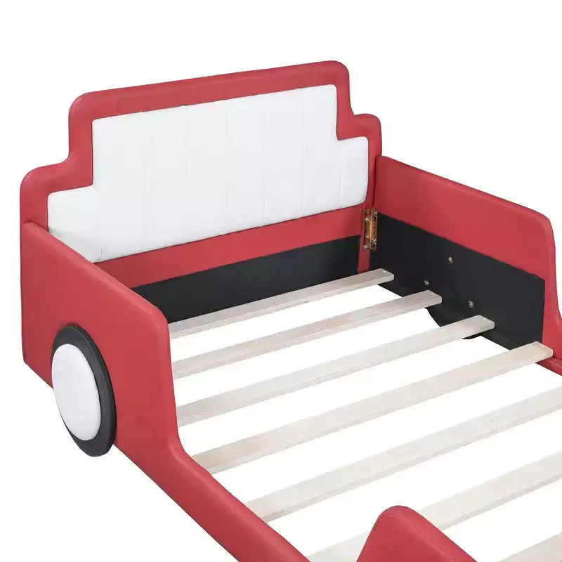 Luxystar Twin Size Race Car-Shaped Platform Bed with Safety Side Rails