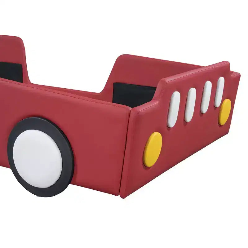 Luxystar Twin Size Race Car-Shaped Platform Bed with Safety Side Rails