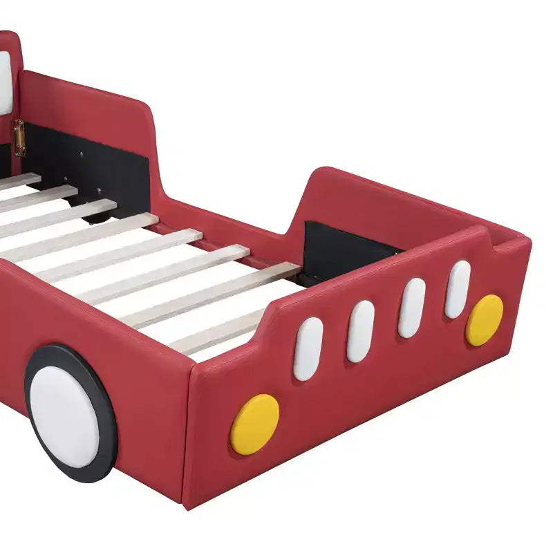 Luxystar Twin Size Race Car-Shaped Platform Bed with Safety Side Rails