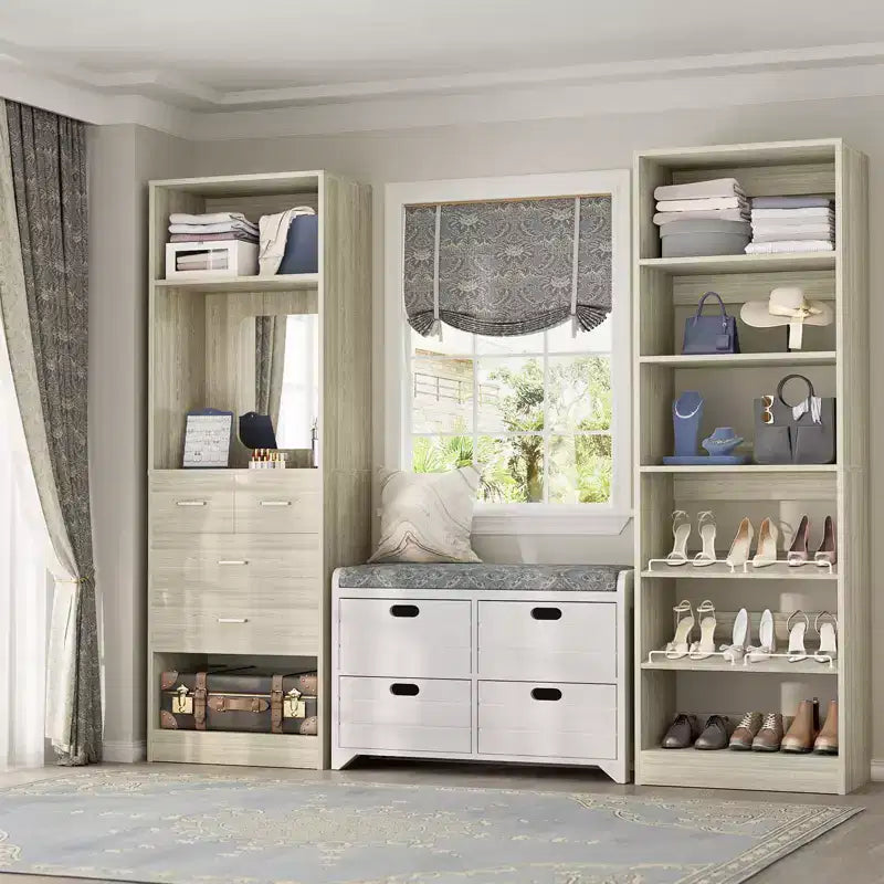 Besiost Closet System with Drawers and Hanging Rods