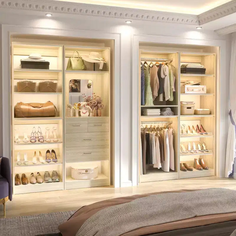 Besiost Closet System with Drawers and Hanging Rods