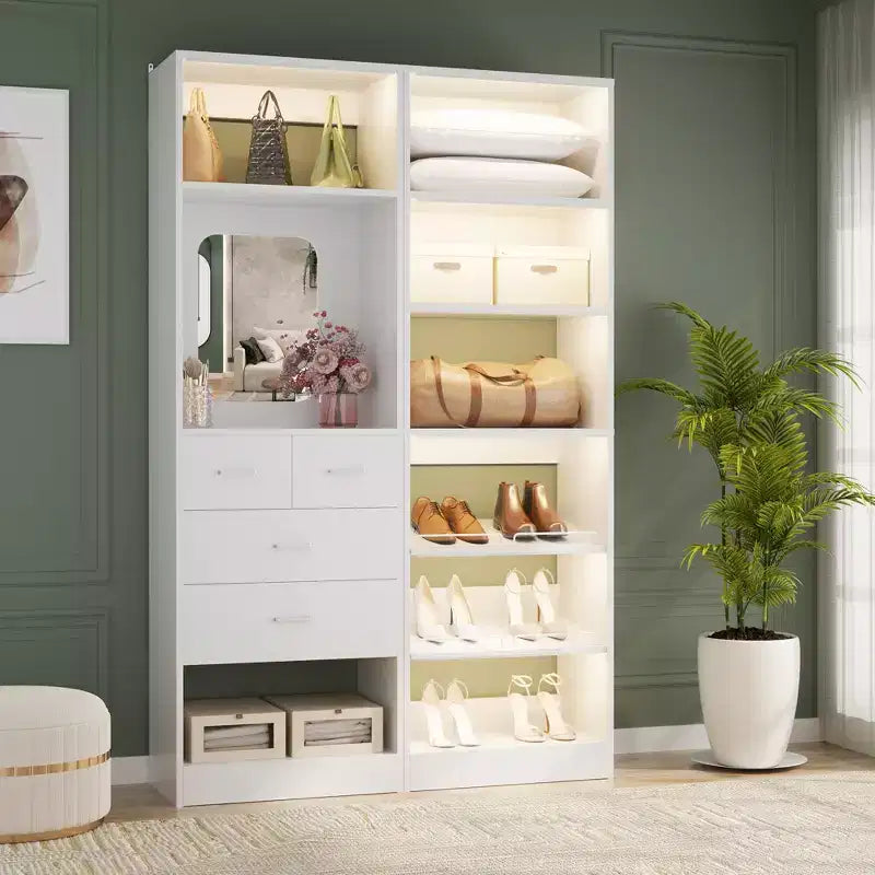 Besiost Closet System with Drawers and Hanging Rods