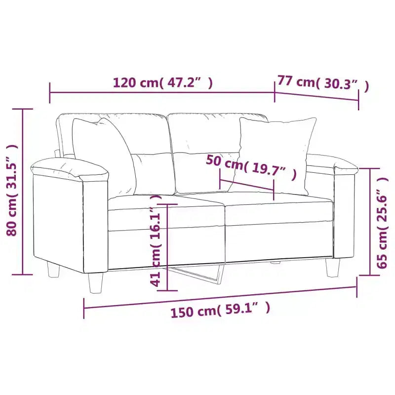 vidaXL 2-Seater Sofa with Throw Pillows Loveseat Couch Black Faux Leather