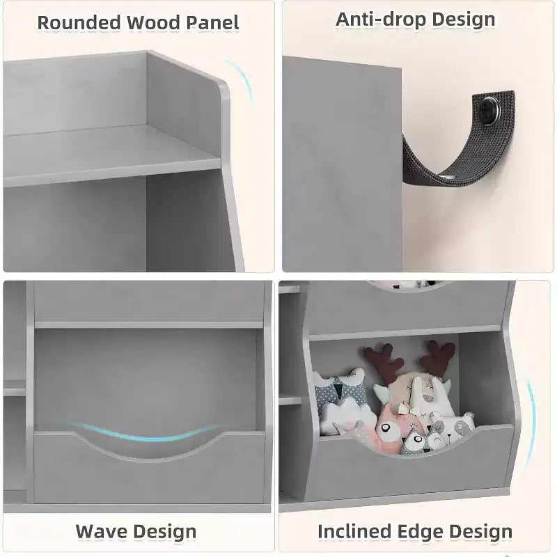 Kids 3-Tier Toy Storage Organizer Kids Bookshelf Double Sided Tray- 5 Compartment Bookshelf and Toy Shelf for Bedroom, Living Room, and Kindergarten