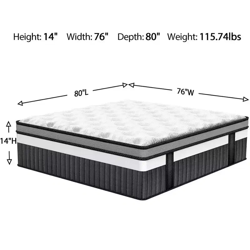 Memory Foam Mattress in a Box, 14inch King Size Mattress for Cool Sleep & Pressure Relief, Medium Firm