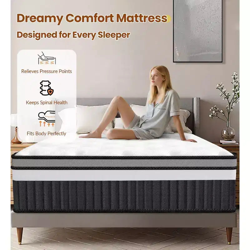 Memory Foam Mattress in a Box, 14inch King Size Mattress for Cool Sleep & Pressure Relief, Medium Firm