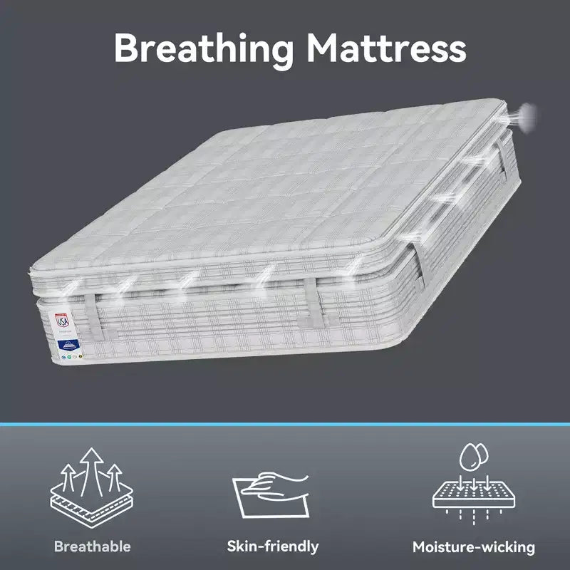 Sailvan 13 Inch Gel Memory Foam Hybrid Mattress with Copper Ion Fabric Pocket Spring Mattress