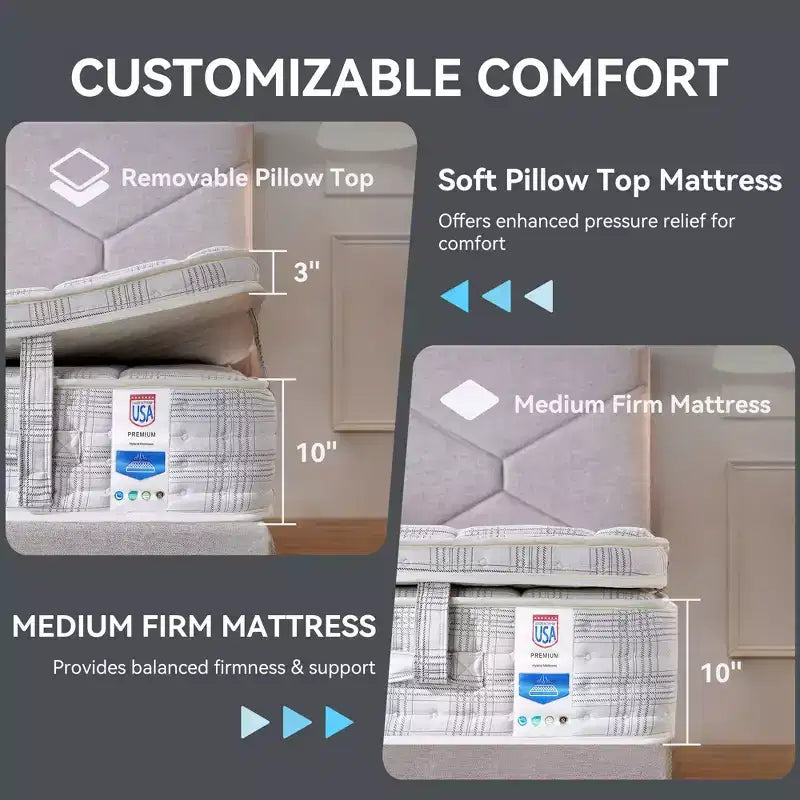 Sailvan 13 Inch Gel Memory Foam Hybrid Mattress with Copper Ion Fabric Pocket Spring Mattress