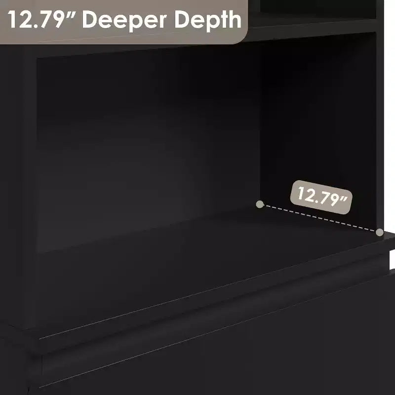 Acekool 70 Tall Bookcase with Drawers, Modern Deep Wood Shelf Cabinet for Home Office or Kitchen