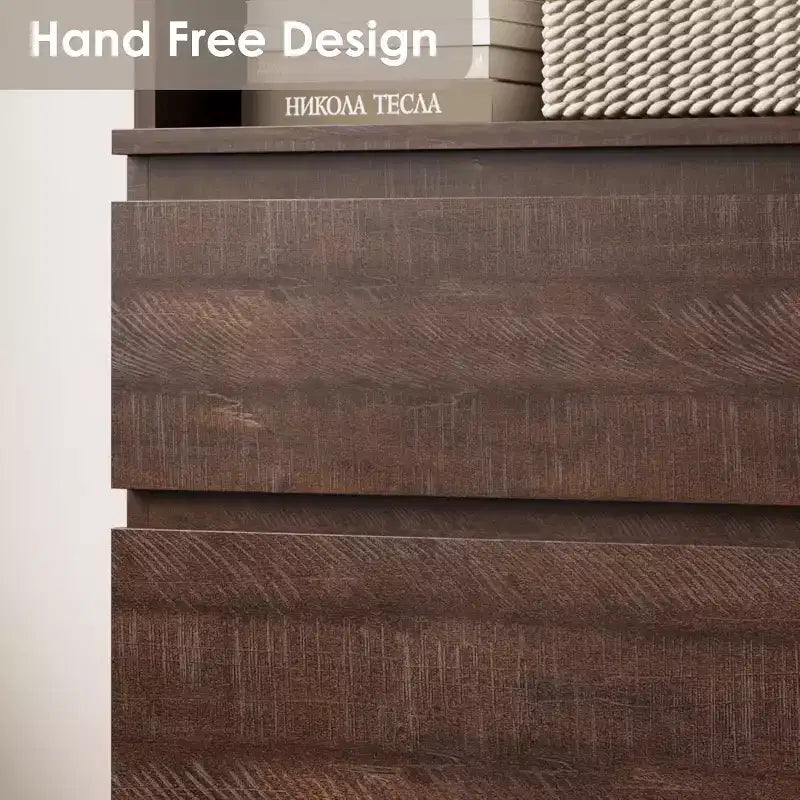 Acekool 70 Tall Bookcase with Drawers, Modern Deep Wood Shelf Cabinet for Home Office or Kitchen