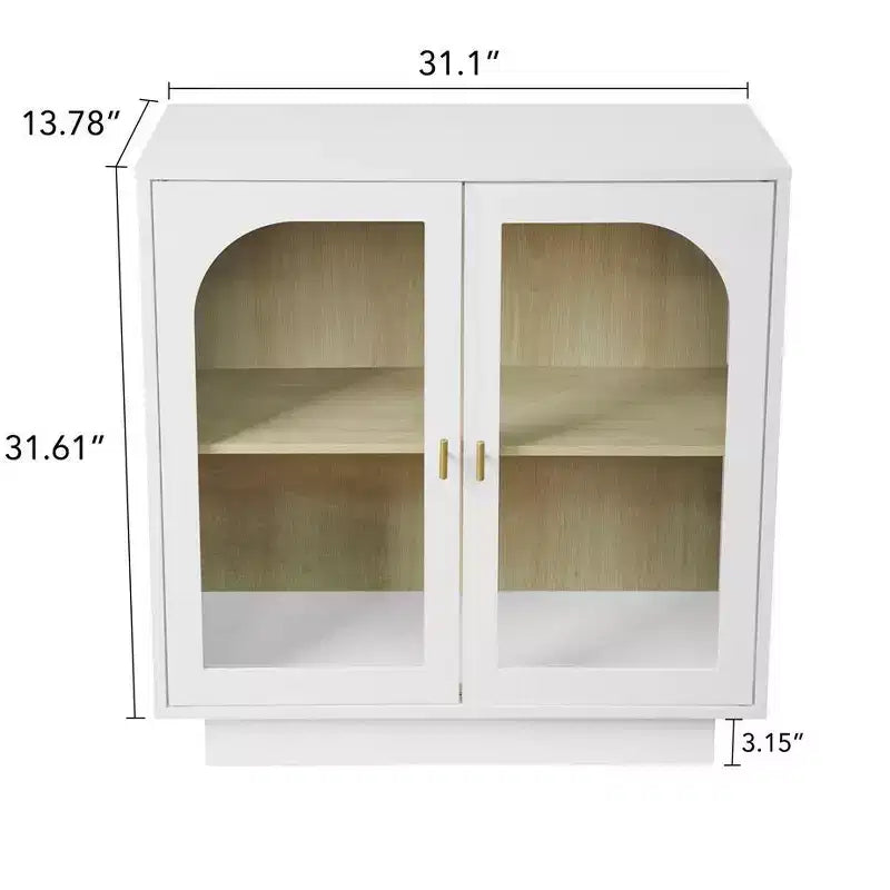 Modern Free Standing Cabinet with Transparent Acrylic Door Panel, Multi-Functional Storage Unit with Adjustable Shelf