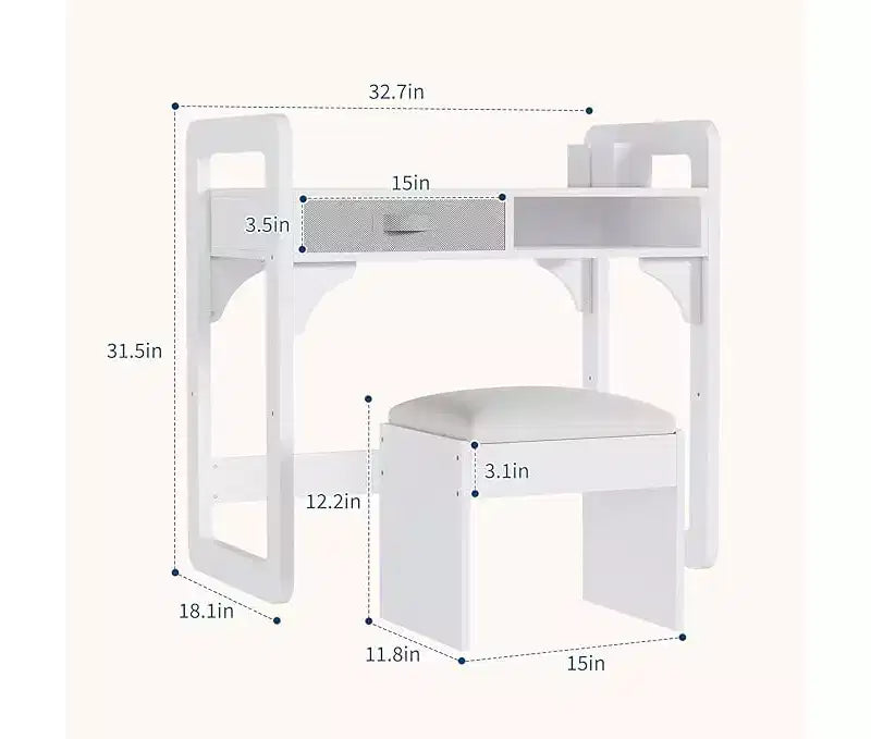 Wooden Study Desk & Chair Set, Writing Table with Spacious Cloth Drawers & Built - in Pen Holder for Organized Learning