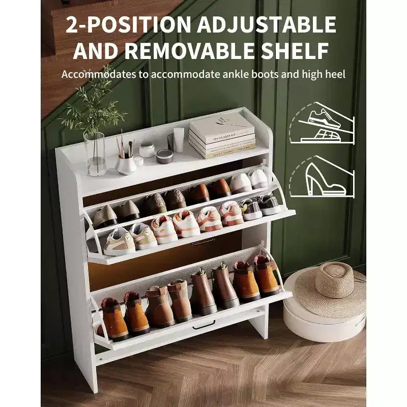 Acekool Slim Shoe Storage Cabinet for Entryway, 2 Flip Drawer Hidden Shoe Rack, Narrow Shoe Organizer