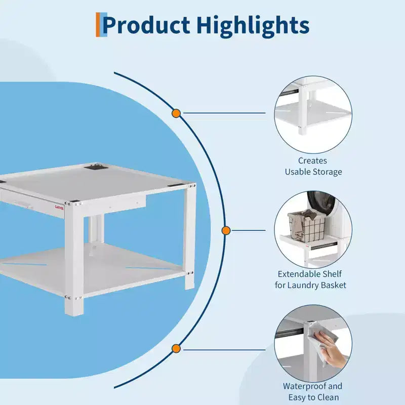 Washer and Dryer Pedestals with Basket Shelf, 20 Hight Laundry Pedestal with Adjustable Anti-Vibration Pads