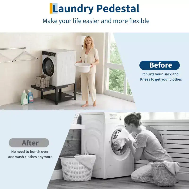 Washer and Dryer Pedestals with Basket Shelf, 20 Hight Laundry Pedestal with Adjustable Anti-Vibration Pads
