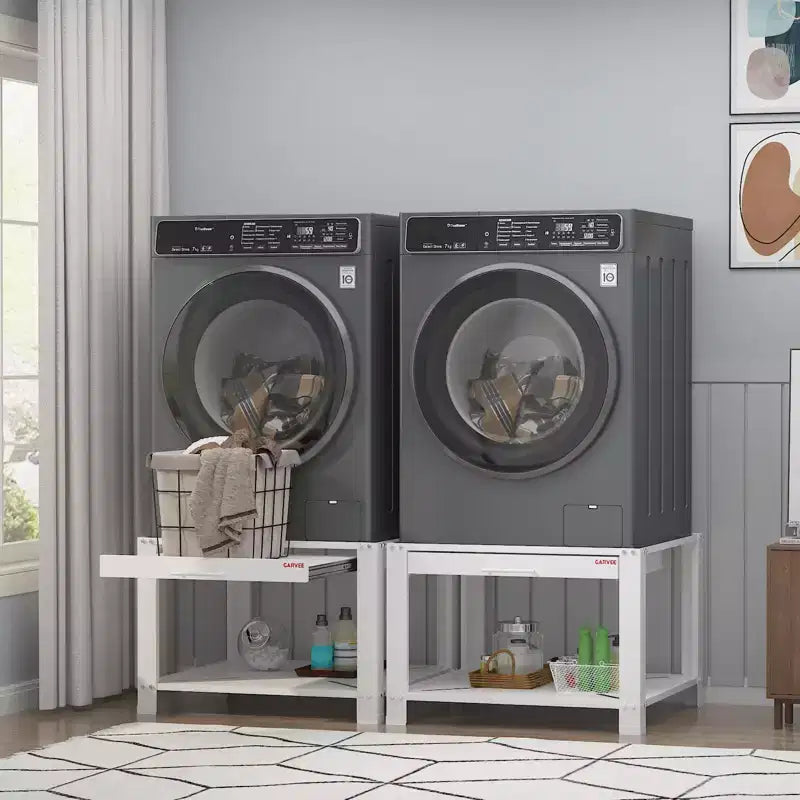 Washer and Dryer Pedestals with Basket Shelf, 20 Hight Laundry Pedestal with Adjustable Anti-Vibration Pads