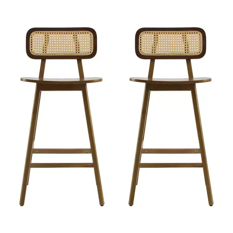 ModernLuxe Rubberwood Barstool, Counter Height Dining Chairs with Footrest Set of 2