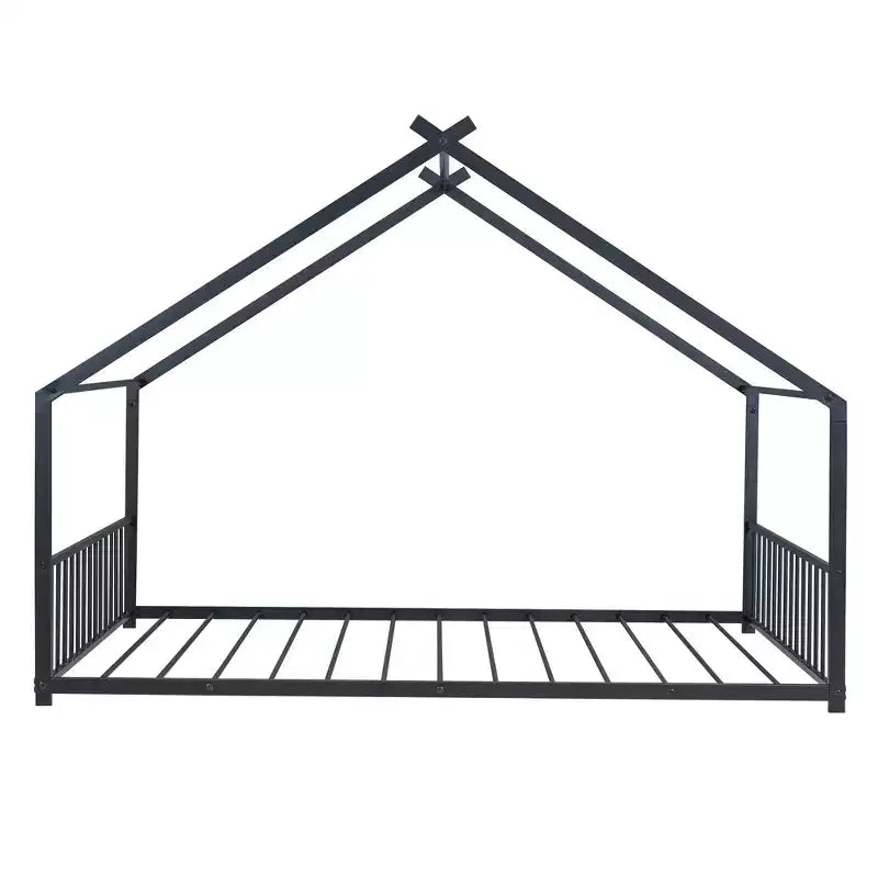 Luxystar Metal House Bed with Roof for Kids Room