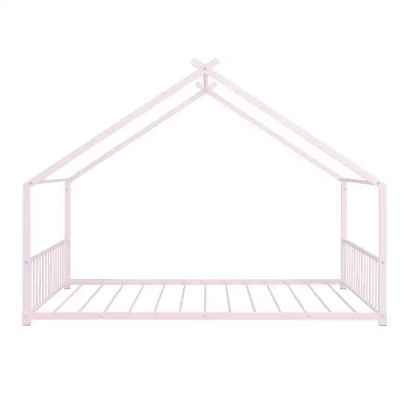 Luxystar Metal House Bed with Roof for Kids Room