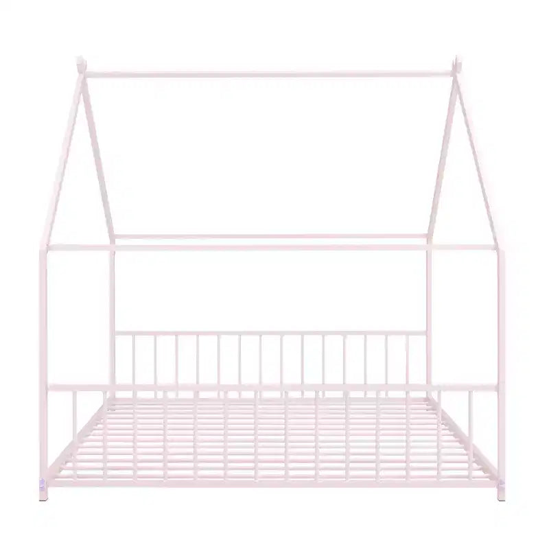 Luxystar Metal House Bed with Roof for Kids Room