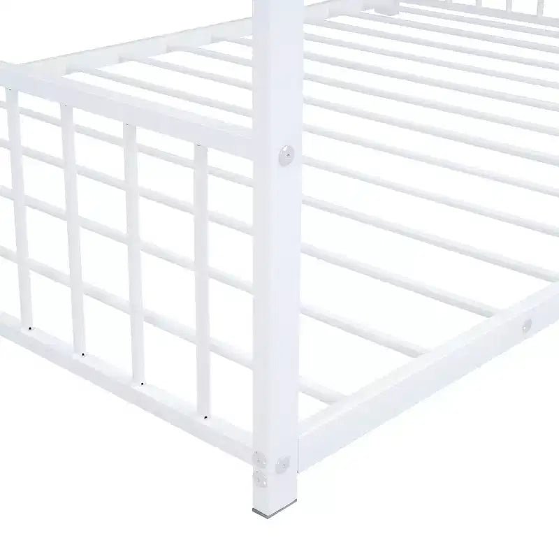 Luxystar Metal House Bed with Roof for Kids Room