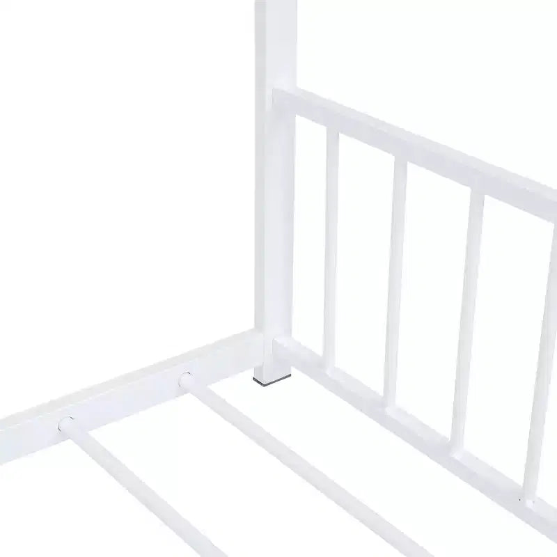 Luxystar Metal House Bed with Roof for Kids Room