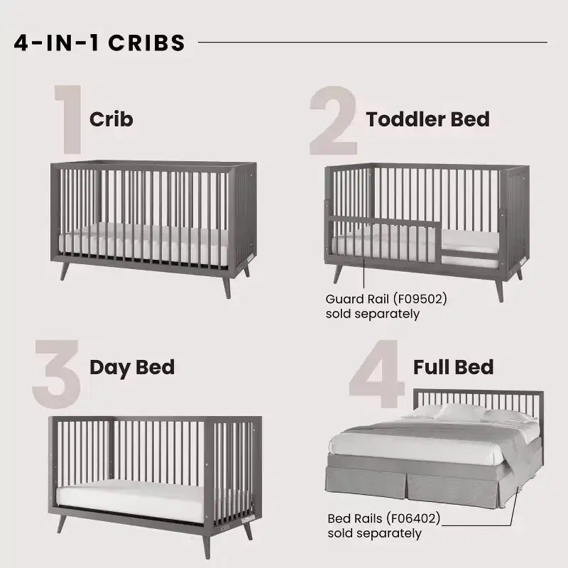 Child Craft Cranbrook 4-in-1 Convertible Crib, Converts to Day Bed, Toddler & Full Size Bed, 3 Mattress Positions, Baby Safe Finish
