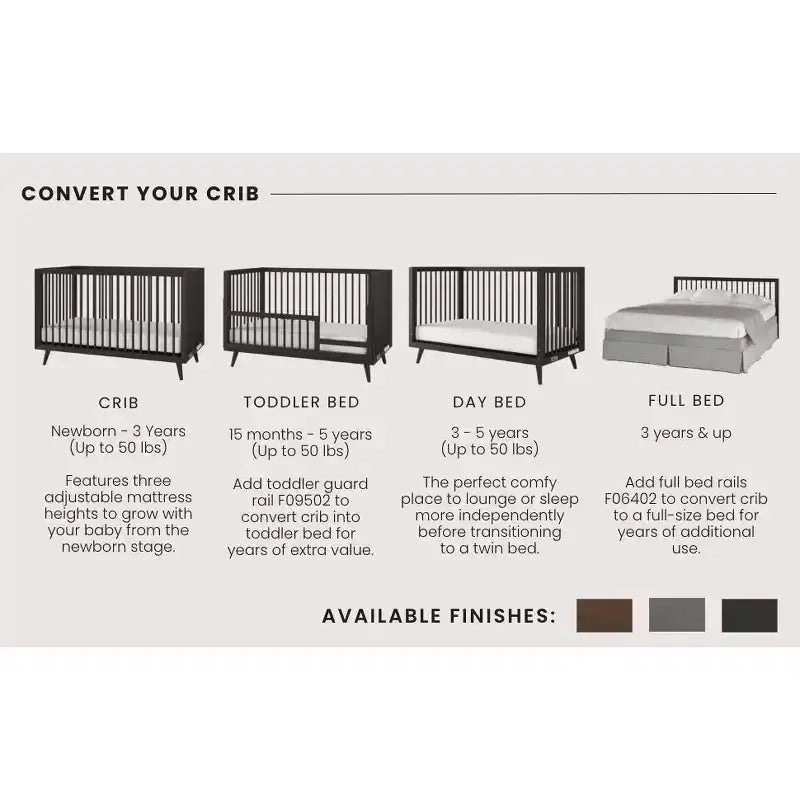 Child Craft Cranbrook 4-in-1 Convertible Crib, Converts to Day Bed, Toddler & Full Size Bed, 3 Mattress Positions, Baby Safe Finish