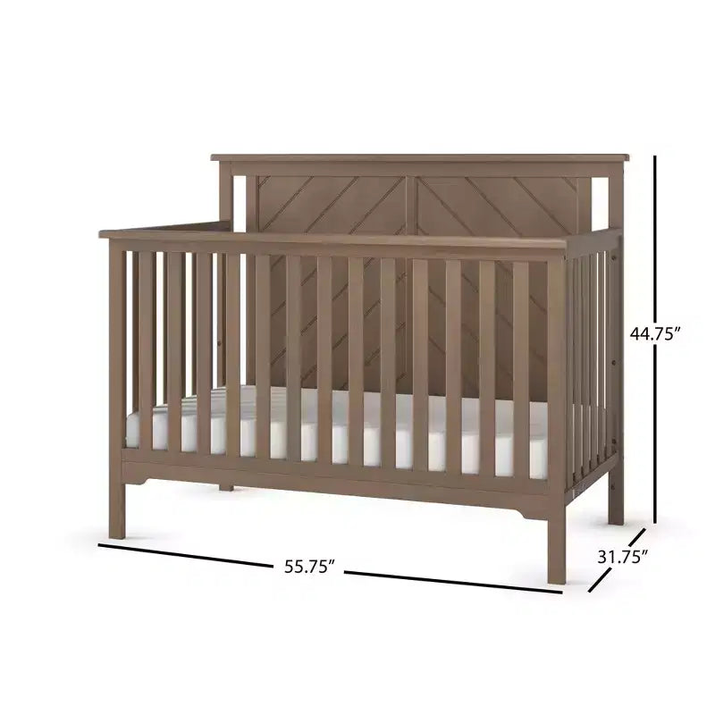 Child Craft Hampton Flat 4-in-1 Convertible Crib, Converts to Day Bed, Toddler & Full Size Bed, 3 Mattress Positions, Baby Safe Finish