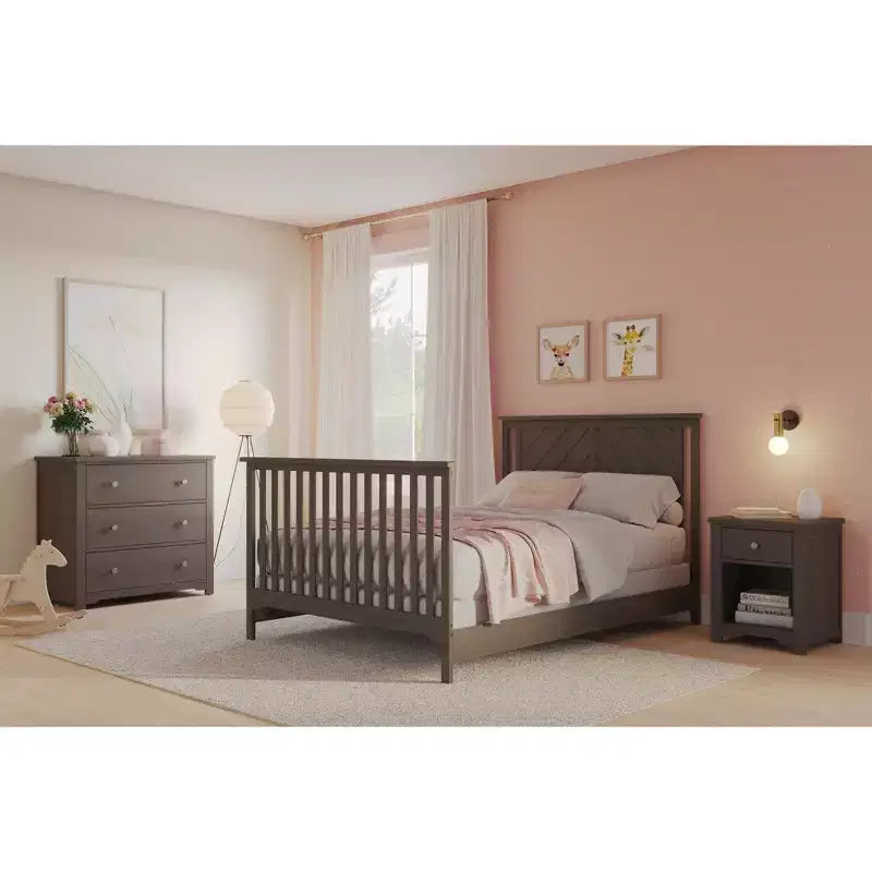 Child Craft Hampton Flat 4-in-1 Convertible Crib, Converts to Day Bed, Toddler & Full Size Bed, 3 Mattress Positions, Baby Safe Finish
