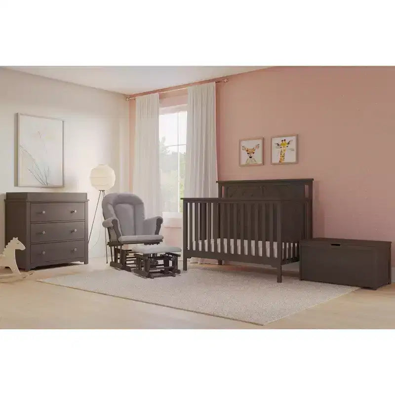 Child Craft Hampton Flat 4-in-1 Convertible Crib, Converts to Day Bed, Toddler & Full Size Bed, 3 Mattress Positions, Baby Safe Finish