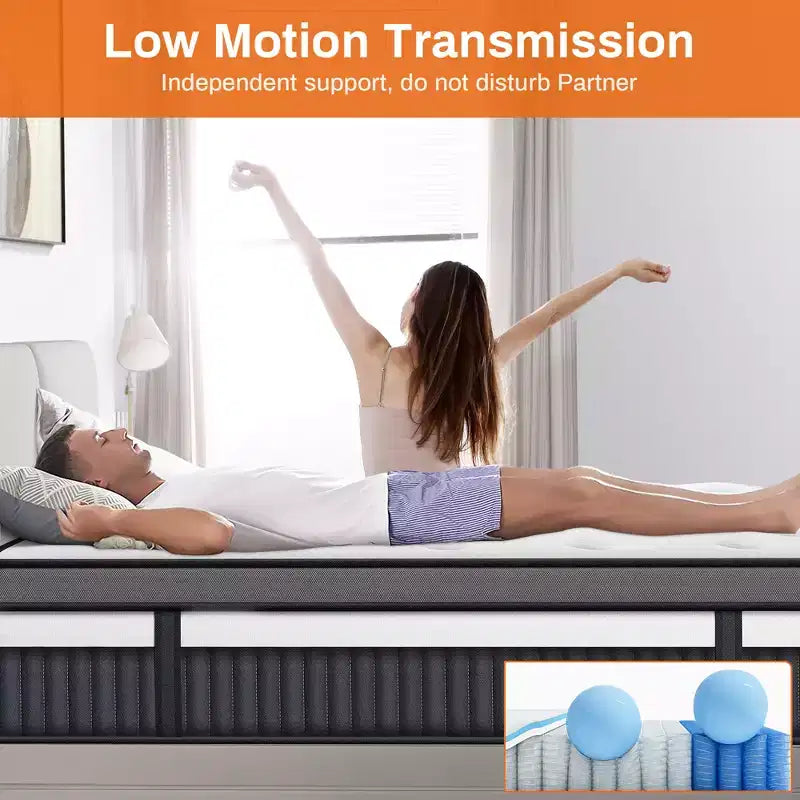 14 Inch King Size Memory Foam Mattress, Hybrid Innerspring Mattress in a Box, Silent Pocket Coils for Motion Isolation & Pressure Relief, Medium Firm
