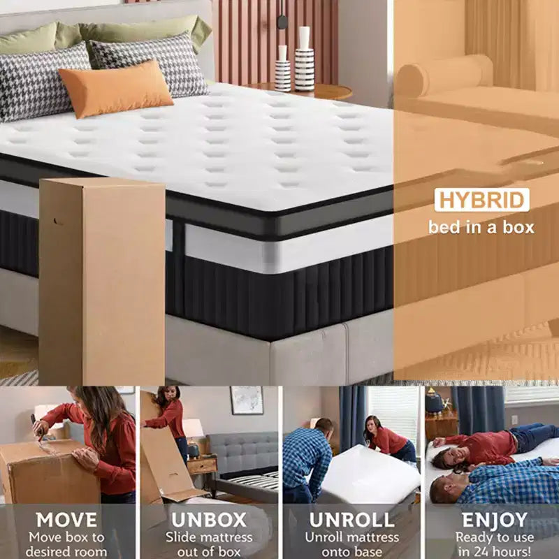 14 Inch King Size Memory Foam Mattress, Hybrid Innerspring Mattress in a Box, Silent Pocket Coils for Motion Isolation & Pressure Relief, Medium Firm
