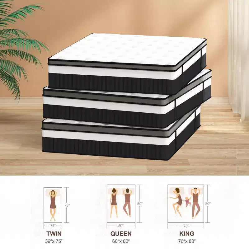 14 Inch King Size Memory Foam Mattress, Hybrid Innerspring Mattress in a Box, Silent Pocket Coils for Motion Isolation & Pressure Relief, Medium Firm
