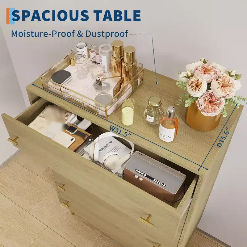 5 Drawer Dresser for Bedroom, 43''H Chest of Drawers with Bar Handles, Storage Dresser Organizer, Dresser Narrow Nightstand for Bedroom