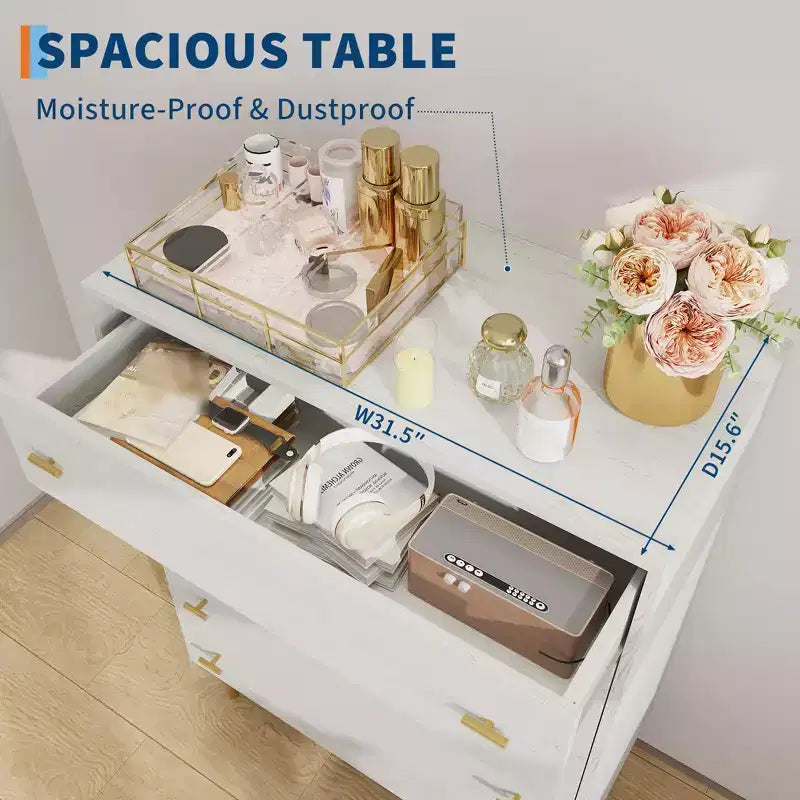 5 Drawer Dresser for Bedroom, 43''H Chest of Drawers with Bar Handles, Storage Dresser Organizer, Dresser Narrow Nightstand for Bedroom